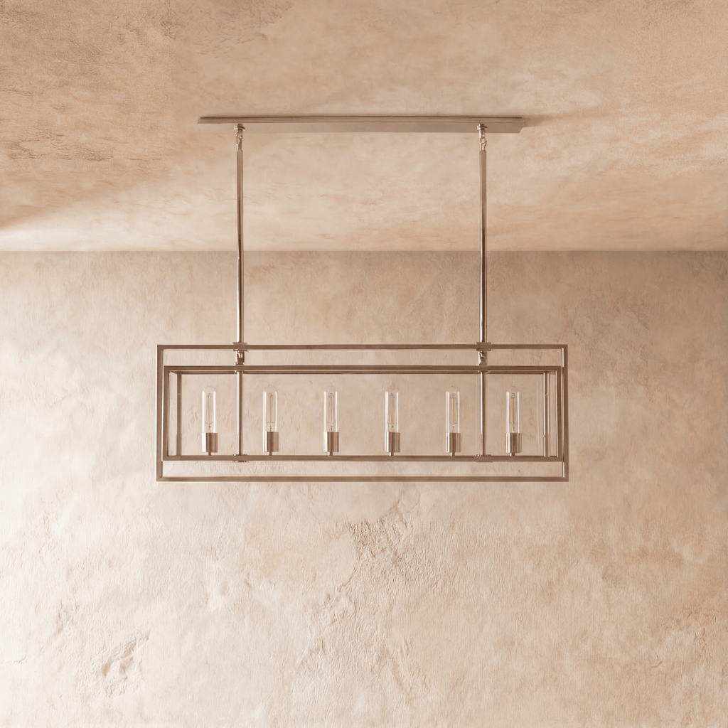AeroLumen Linear Modern Lantern Chandelier With Floating Glass Panels