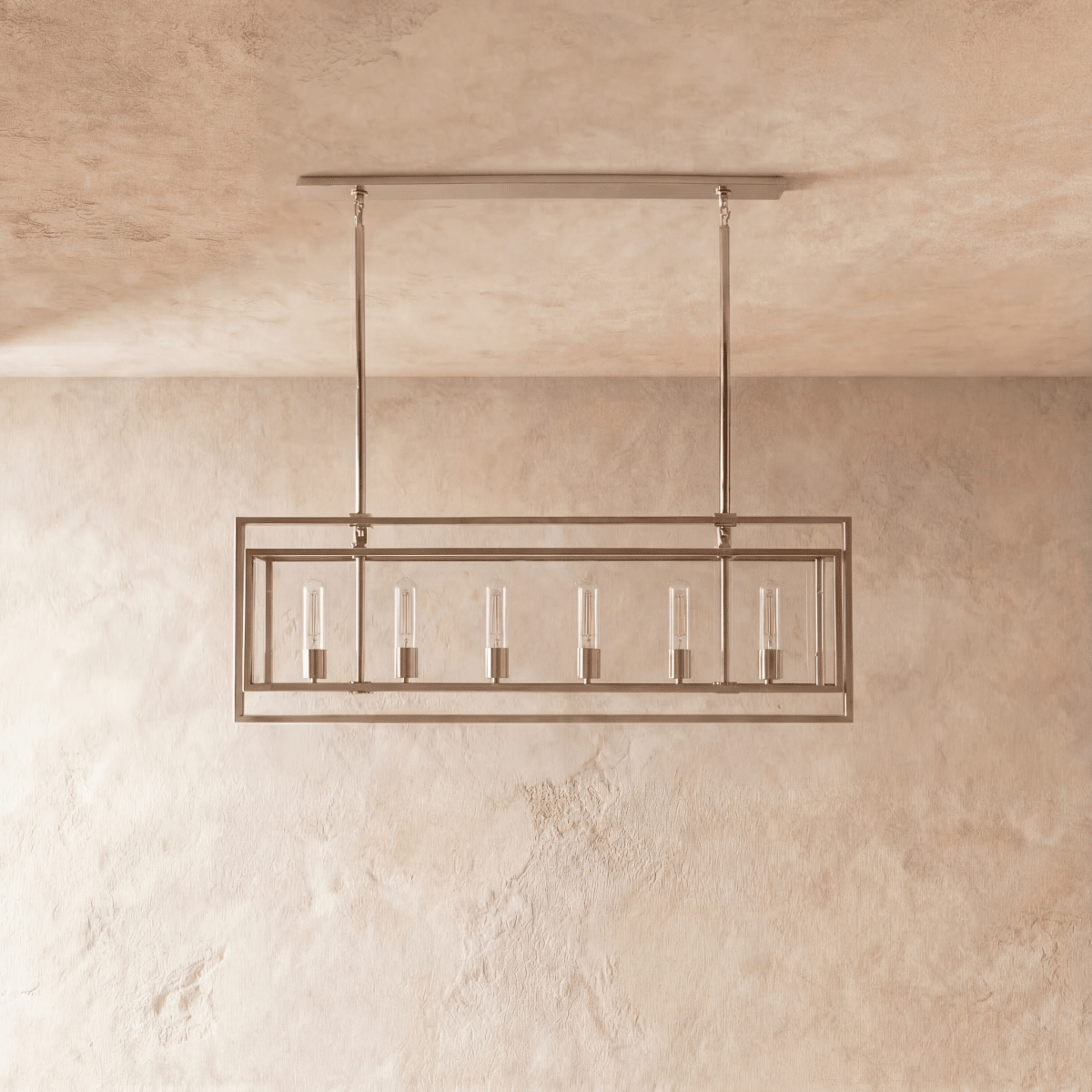 AeroLumen Linear Modern Lantern Chandelier With Floating Glass Panels