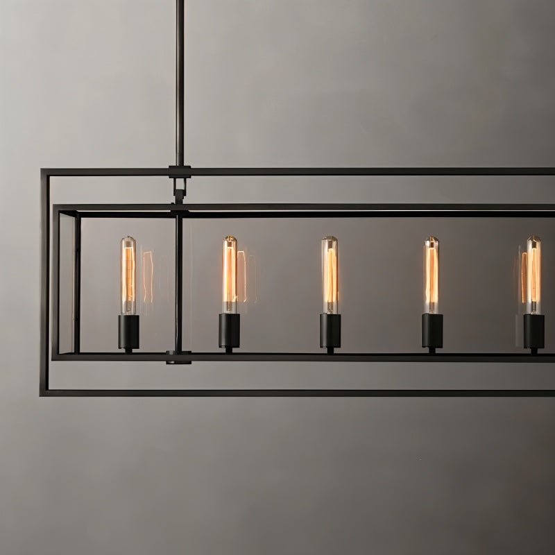 AeroLumen Linear Modern Lantern Chandelier With Floating Glass Panels
