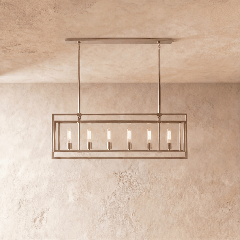 AeroLumen Linear Modern Lantern Chandelier With Floating Glass Panels