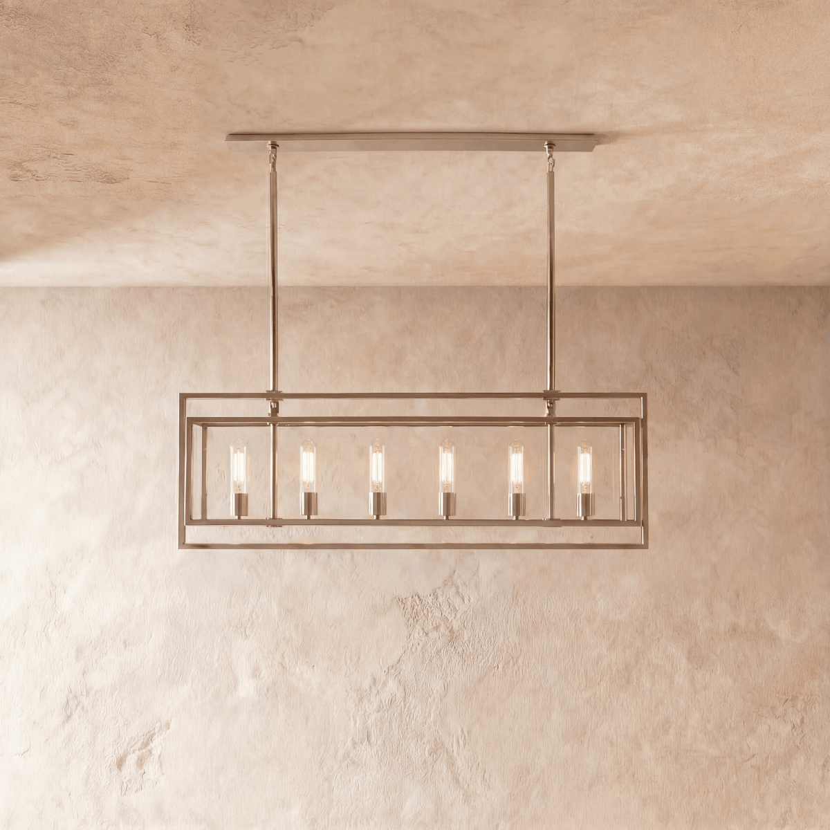 AeroLumen Linear Modern Lantern Chandelier With Floating Glass Panels