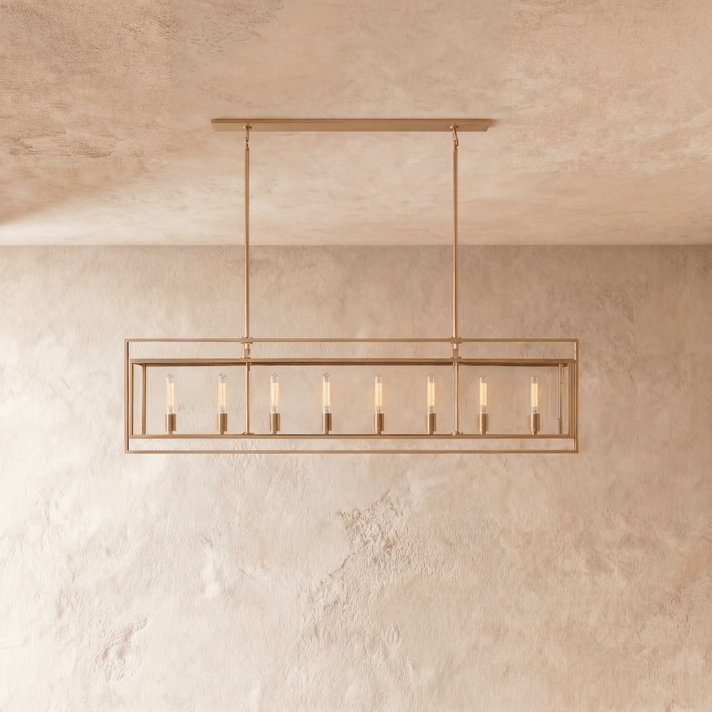 AeroLumen Linear Modern Lantern Chandelier With Floating Glass Panels