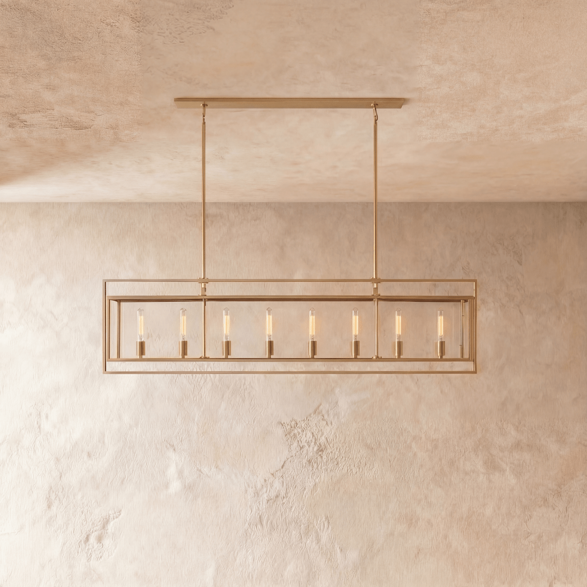 AeroLumen Linear Modern Lantern Chandelier With Floating Glass Panels
