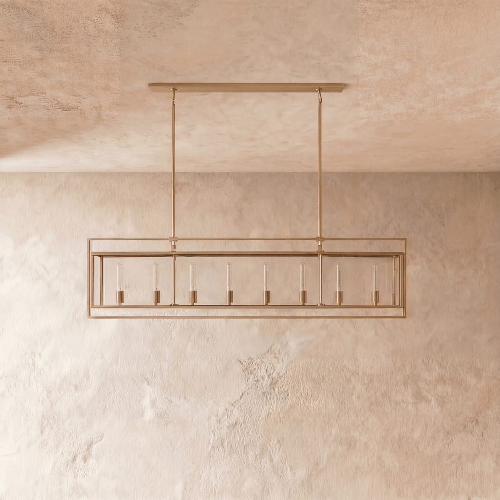 AeroLumen Linear Modern Lantern Chandelier With Floating Glass Panels