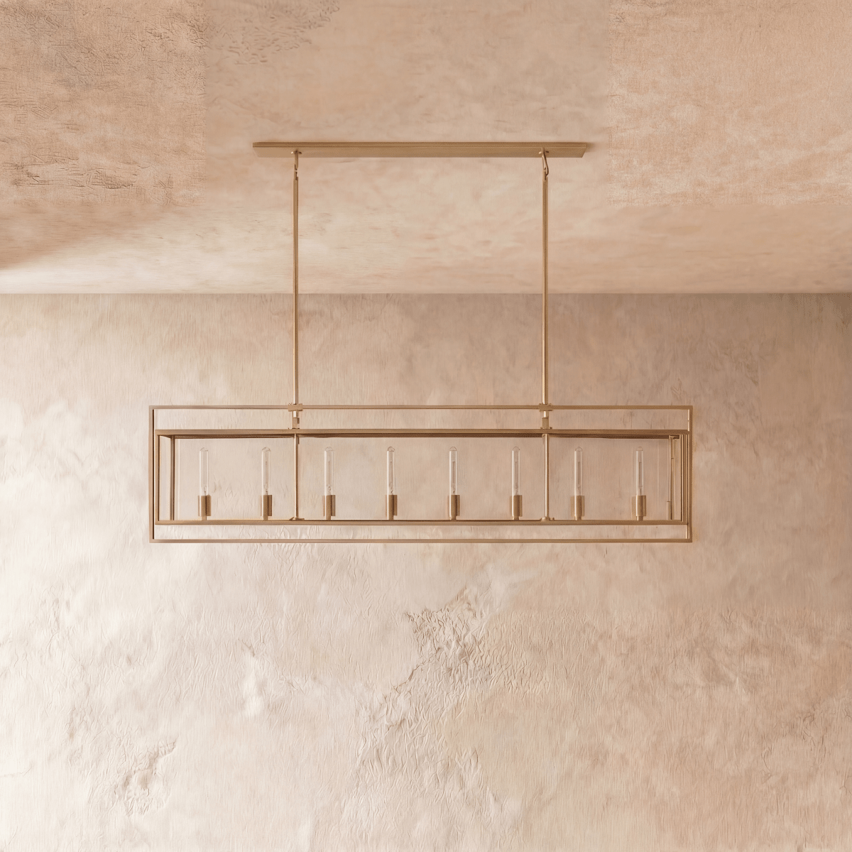 AeroLumen Linear Modern Lantern Chandelier With Floating Glass Panels