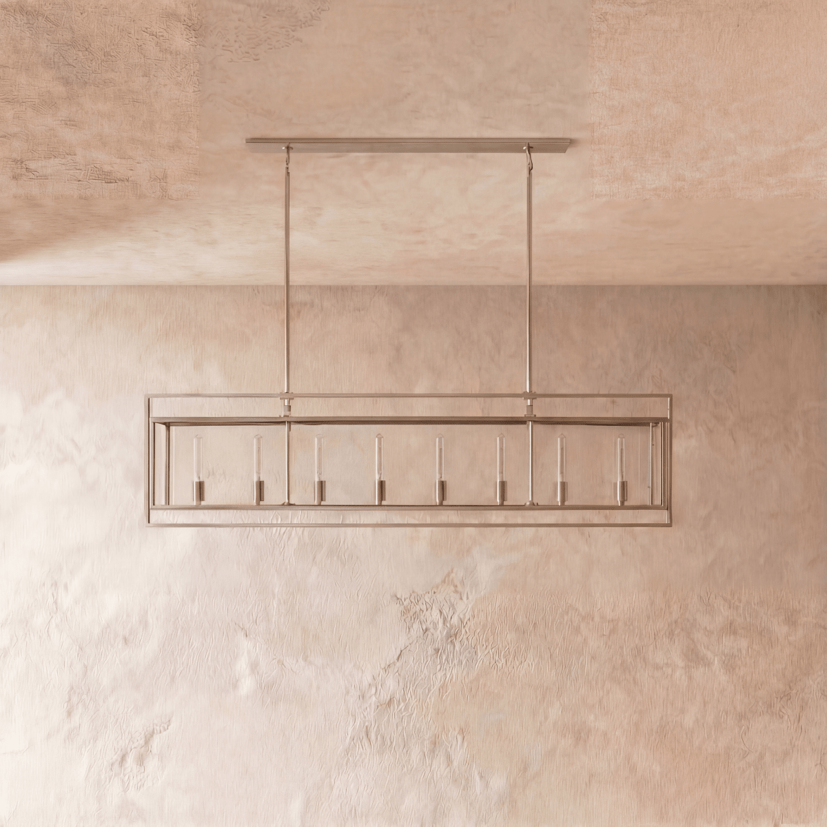 AeroLumen Linear Modern Lantern Chandelier With Floating Glass Panels