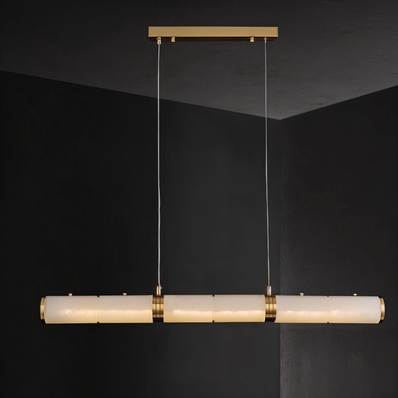 Alabaster Glow Linear Kitchen Chandelier Delivers Warm Ambient Light