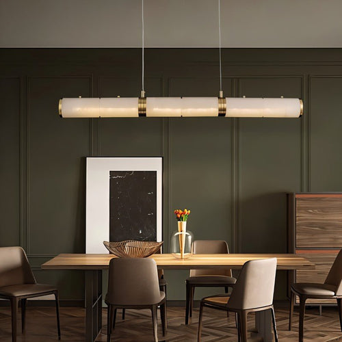 Alabaster Glow Linear Kitchen Chandelier Delivers Warm Ambient Light