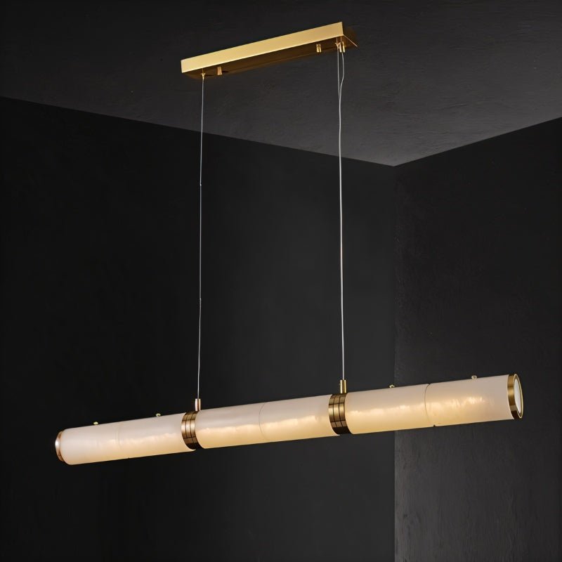 Alabaster Glow Linear Kitchen Chandelier Delivers Warm Ambient Light