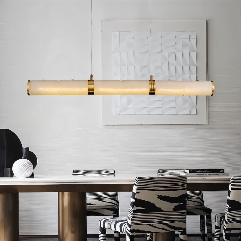 Alabaster Glow Linear Kitchen Chandelier Delivers Warm Ambient Light
