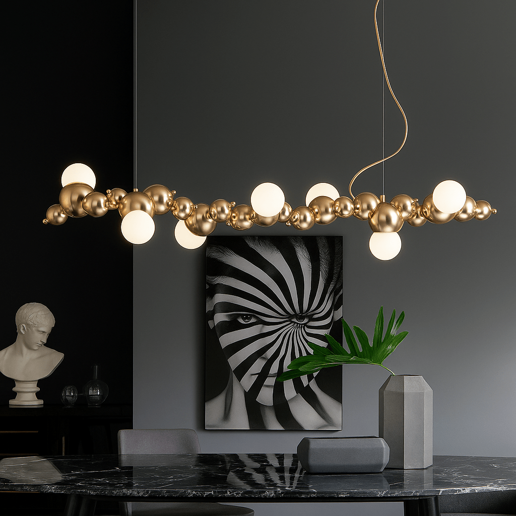 Auric Celestial Orbits Chandelier With Gold Spheres