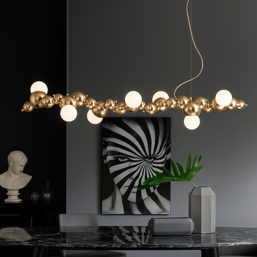Auric Celestial Orbits Chandelier With Gold Spheres