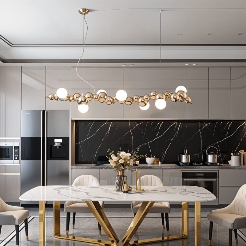 Auric Celestial Orbits Chandelier With Gold Spheres