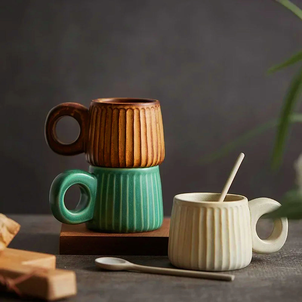 Tazza in ceramica artigianale per caffè e tè, Caldera in gres rustico