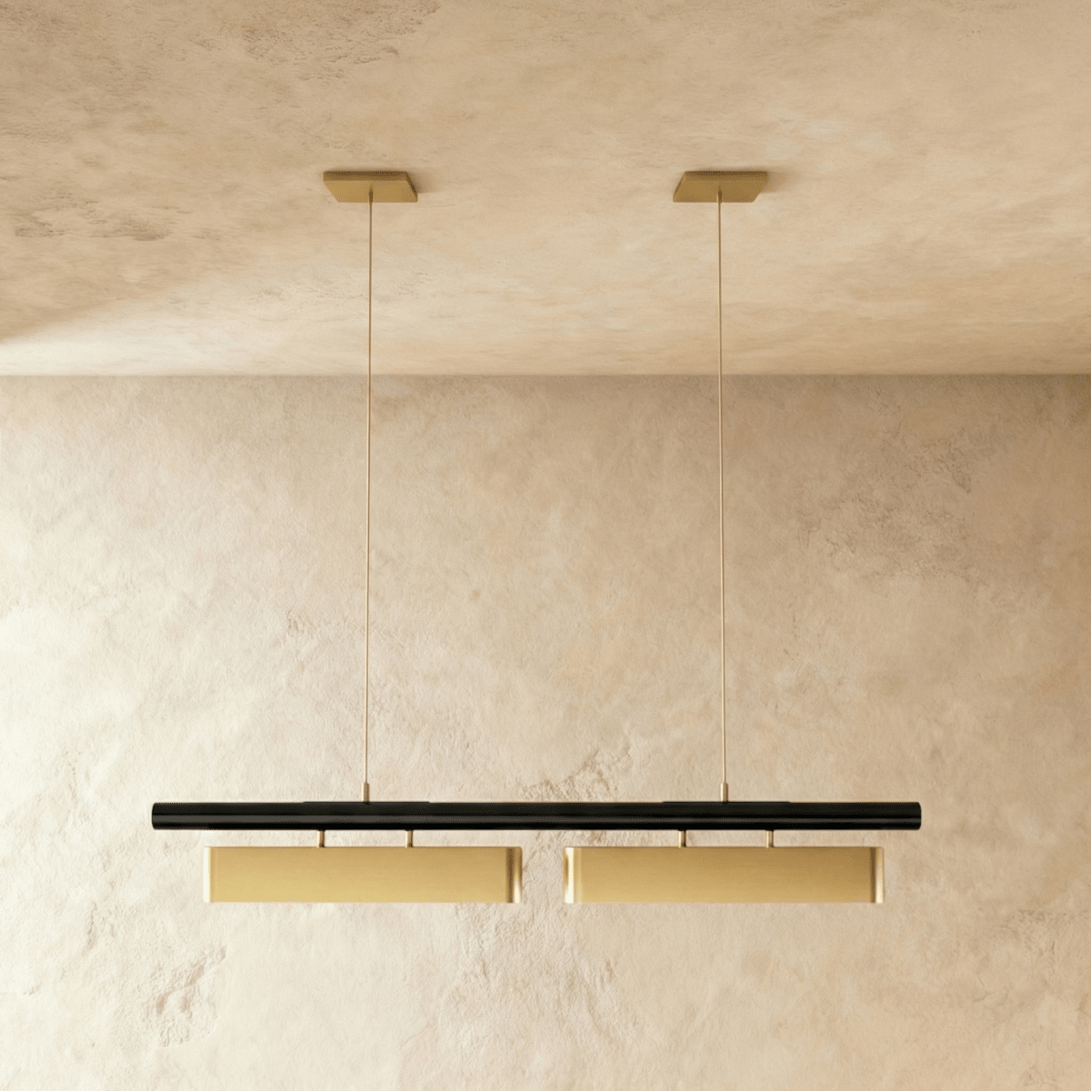 Opal Diffuser HaloBeam Chandelier In Iron And Alloy Finish For Warmth