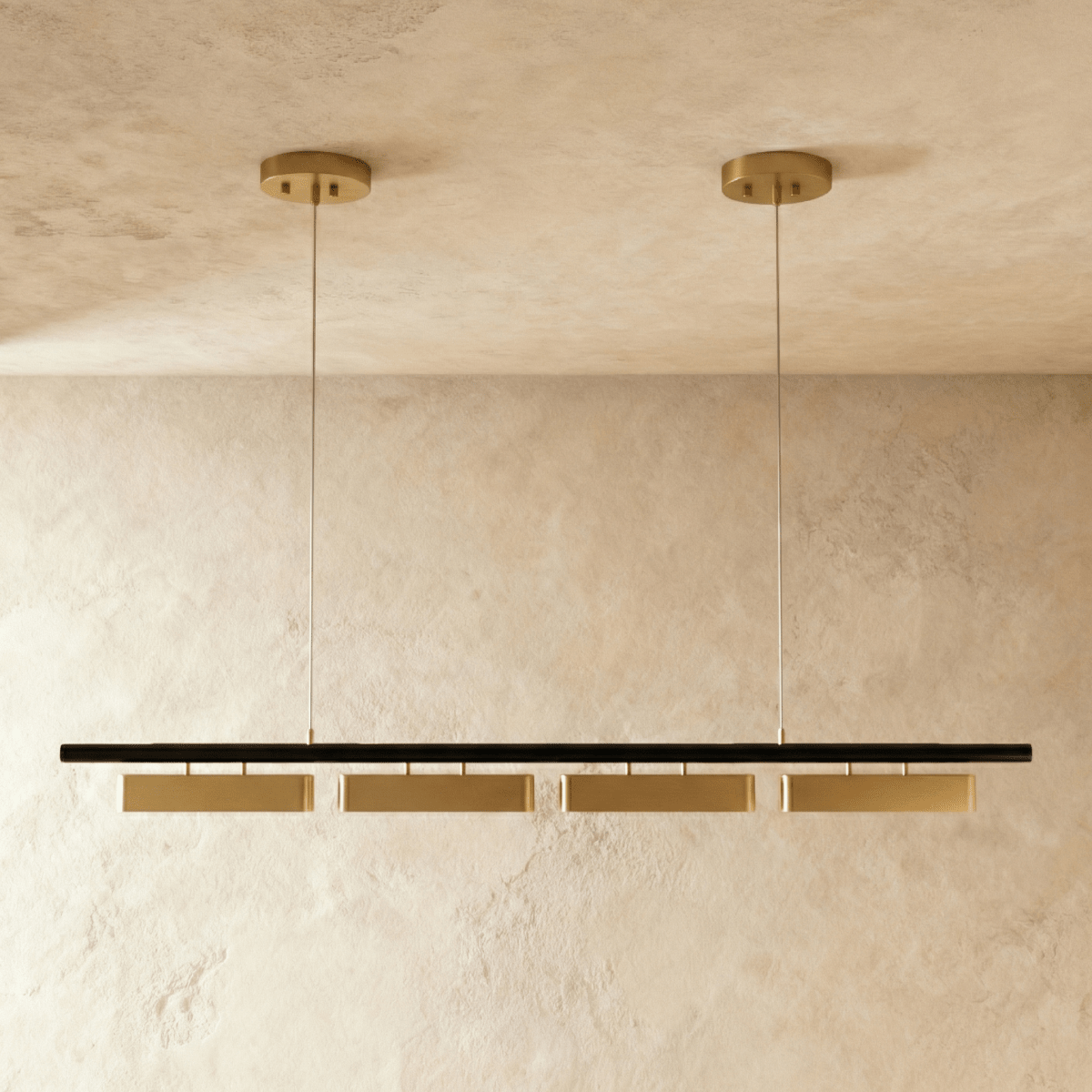 Opal Diffuser HaloBeam Chandelier In Iron And Alloy Finish For Warmth