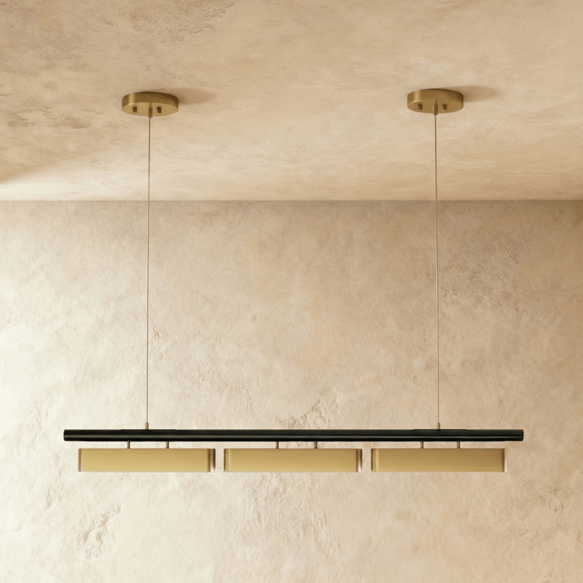 Opal Diffuser HaloBeam Chandelier In Iron And Alloy Finish For Warmth