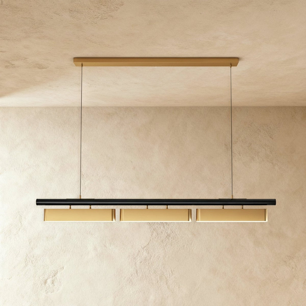 Opal Diffuser HaloBeam Chandelier In Iron And Alloy Finish For Warmth