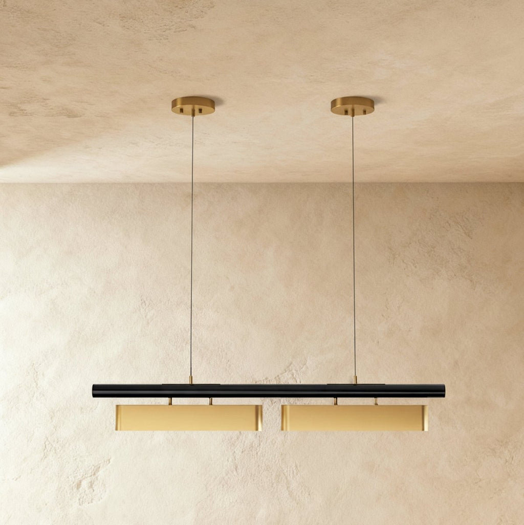 Opal Diffuser HaloBeam Chandelier In Iron And Alloy Finish For Warmth