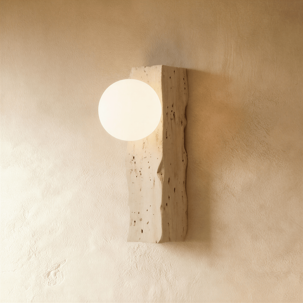 TerraLume Travertine Wall Light With Frosted Glass