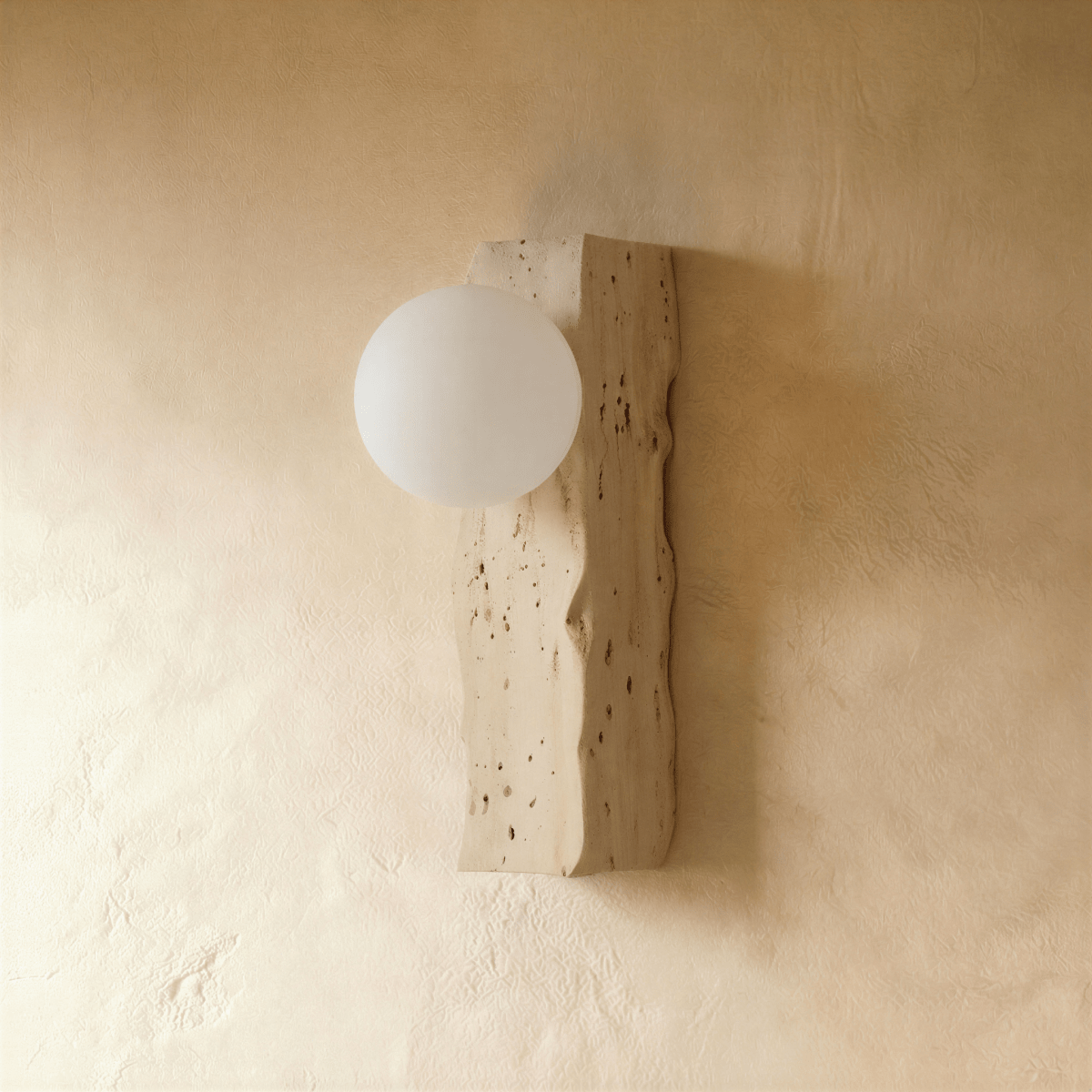 TerraLume Travertine Wall Light With Frosted Glass