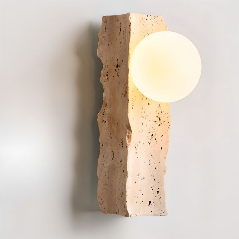 TerraLume Travertine Wall Light With Frosted Glass