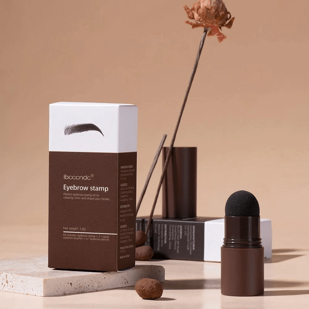 Set ștampilă și șablon pentru sprâncene BrowCraft, pomadă rezistentă la apă, 6 nuanțe