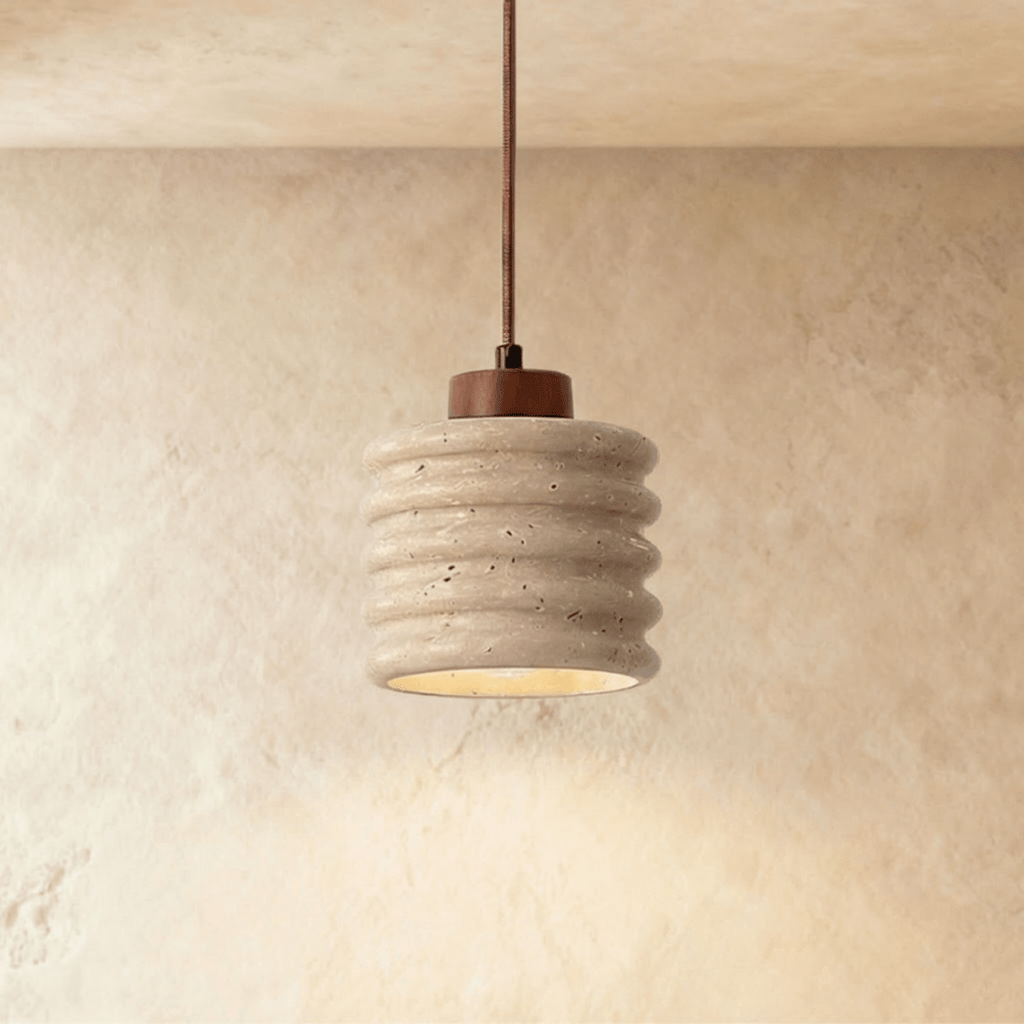 TerraWabi Travertine Pendant Light For Rustic Minimalist Interiors