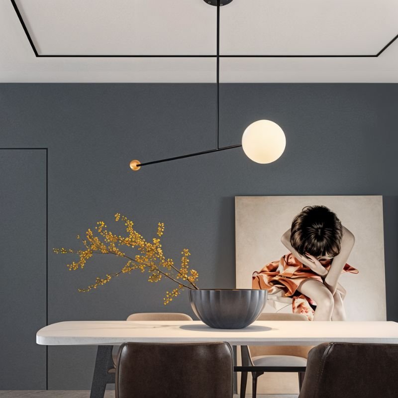 NovaOrb Hovering Kinetic Pendant Chandelier With Wood Steel And Glass Orbs