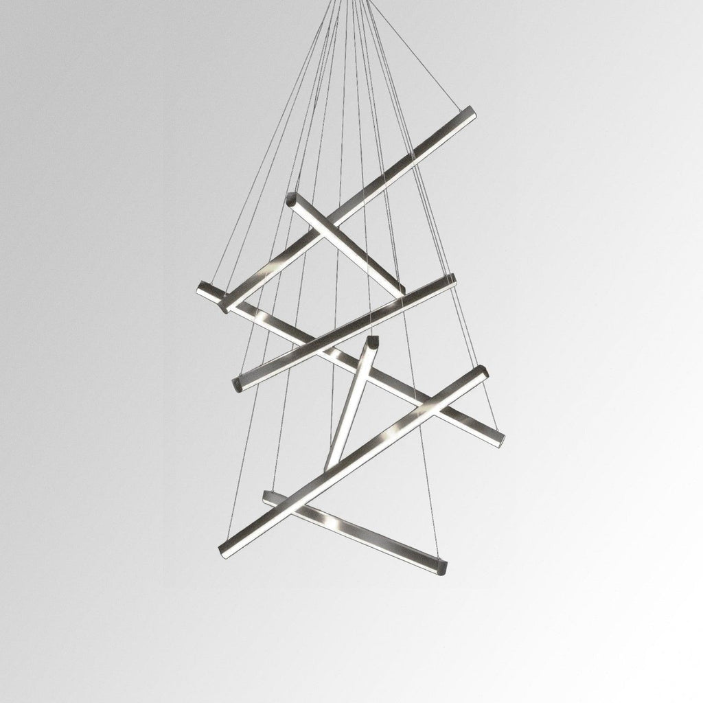 Nested Bar Chandelier, 3 to 9 Linear Tiers, Remote-Adjustable Light