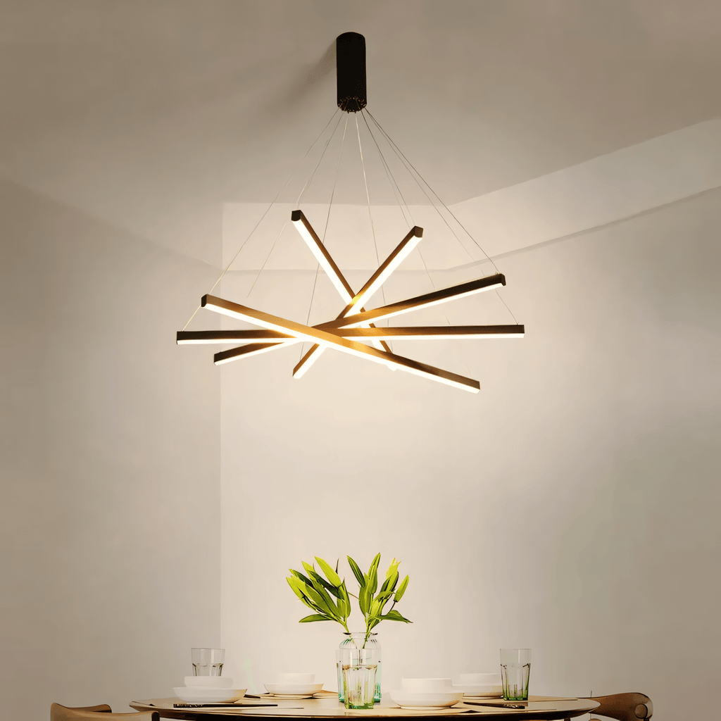 Nested Bar Chandelier, 3 to 9 Linear Tiers, Remote-Adjustable Light