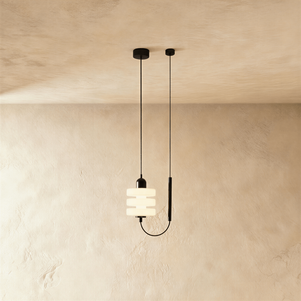 AstraLume Black Iron Pendant Light With Frosted Glass Diffused Glow