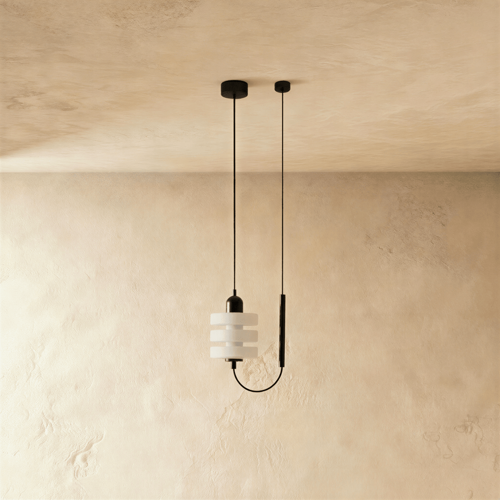 AstraLume Black Iron Pendant Light With Frosted Glass Diffused Glow