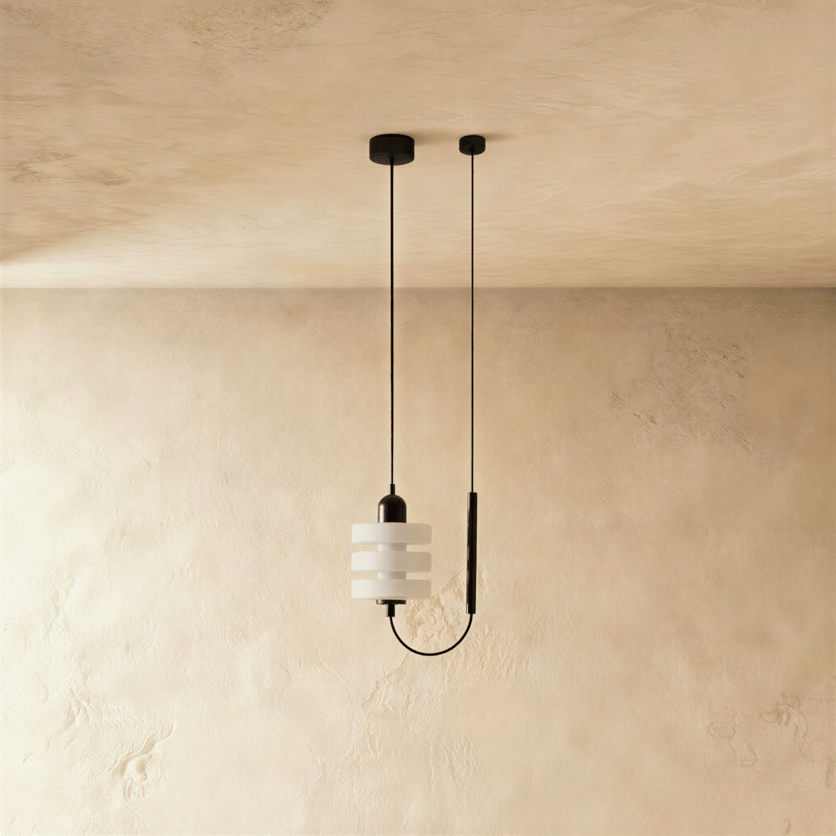 AstraLume Black Iron Pendant Light With Frosted Glass Diffused Glow