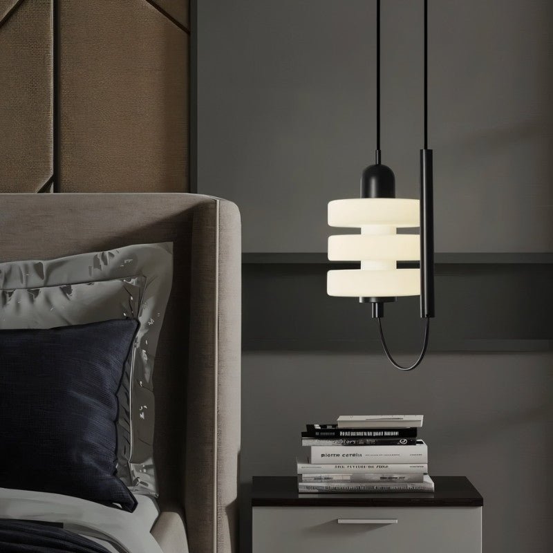 AstraLume Black Iron Pendant Light With Frosted Glass Diffused Glow