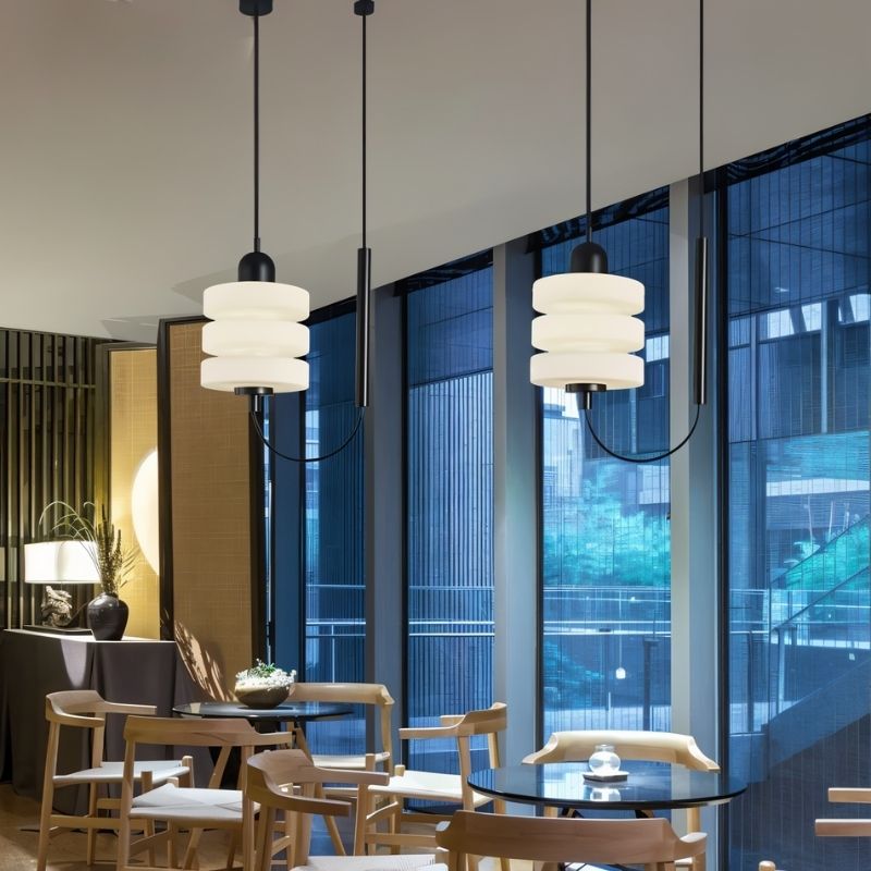 AstraLume Black Iron Pendant Light With Frosted Glass Diffused Glow