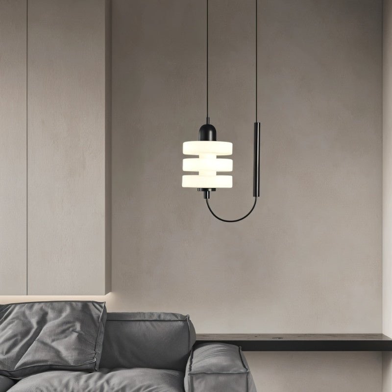 AstraLume Black Iron Pendant Light With Frosted Glass Diffused Glow