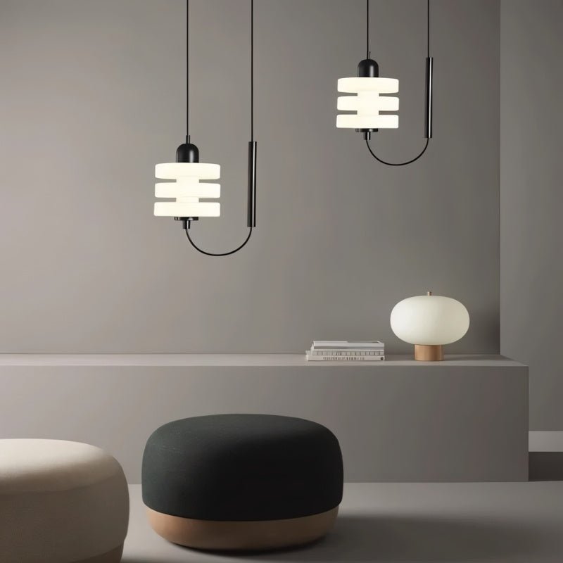 AstraLume Black Iron Pendant Light With Frosted Glass Diffused Glow