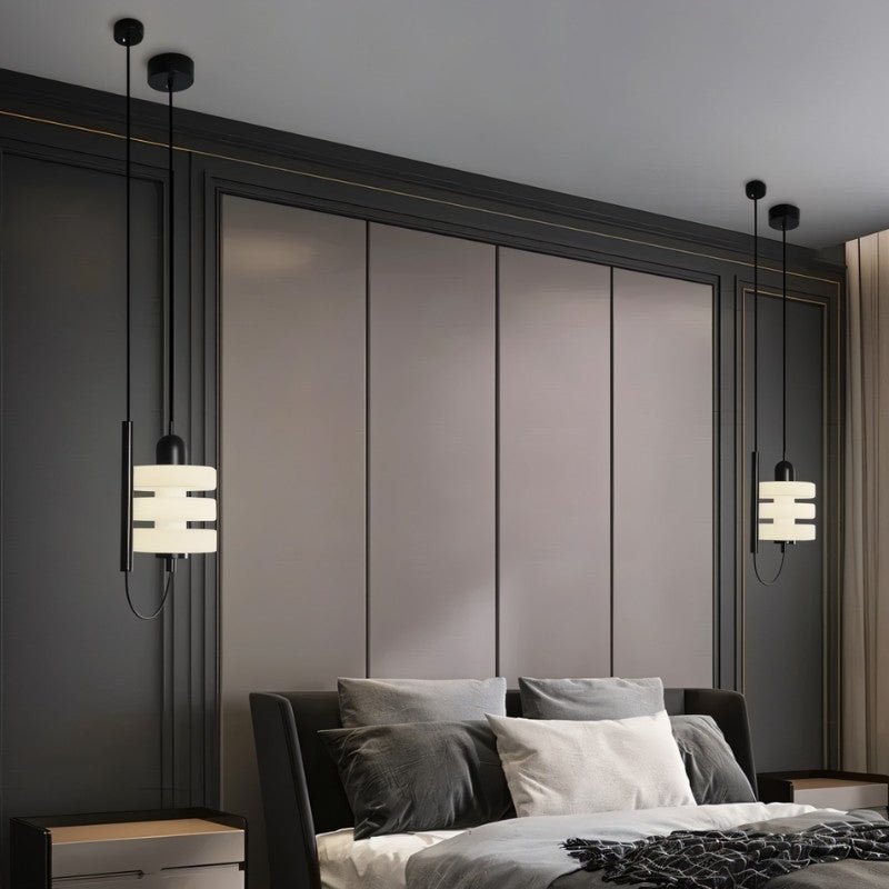 AstraLume Black Iron Pendant Light With Frosted Glass Diffused Glow