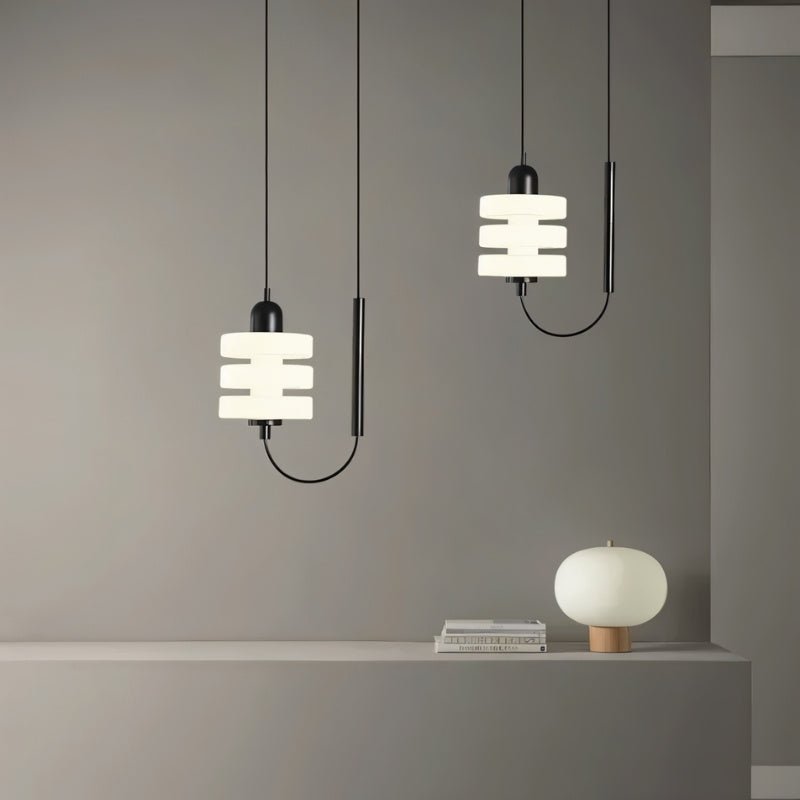 AstraLume Black Iron Pendant Light With Frosted Glass Diffused Glow