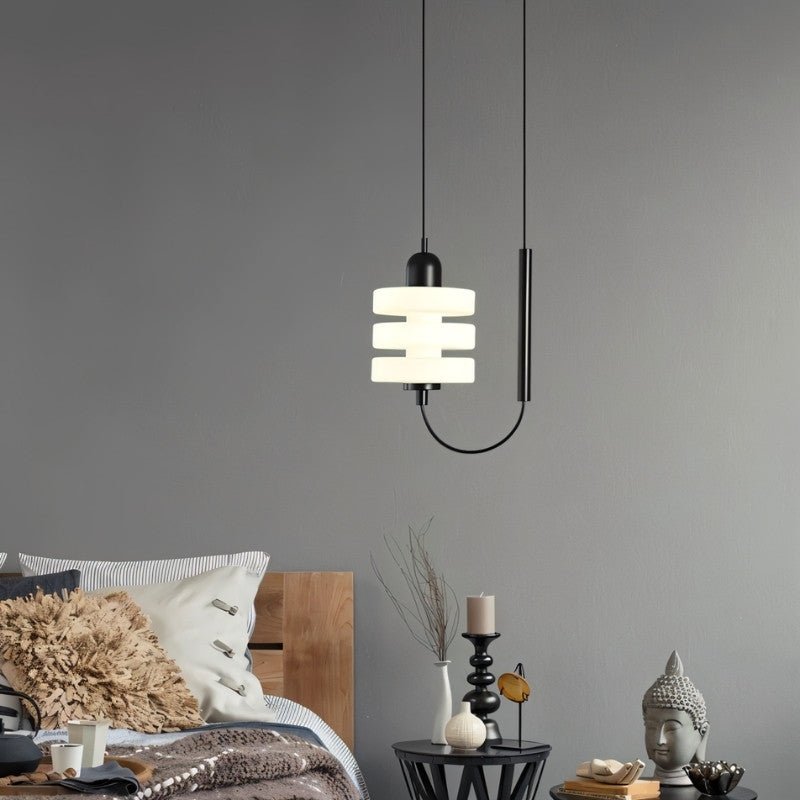 AstraLume Black Iron Pendant Light With Frosted Glass Diffused Glow