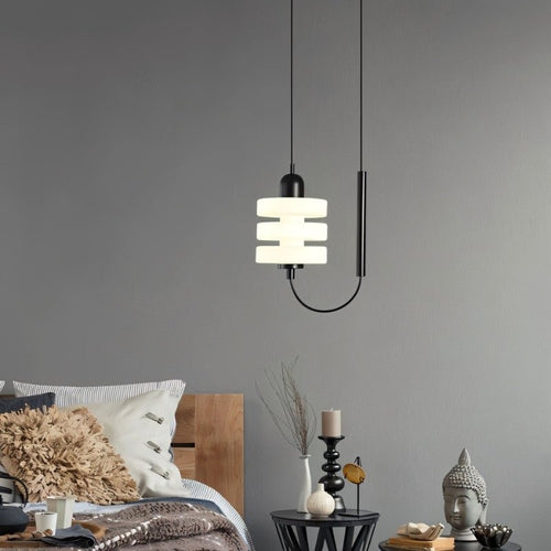 AstraLume Black Iron Pendant Light With Frosted Glass Diffused Glow