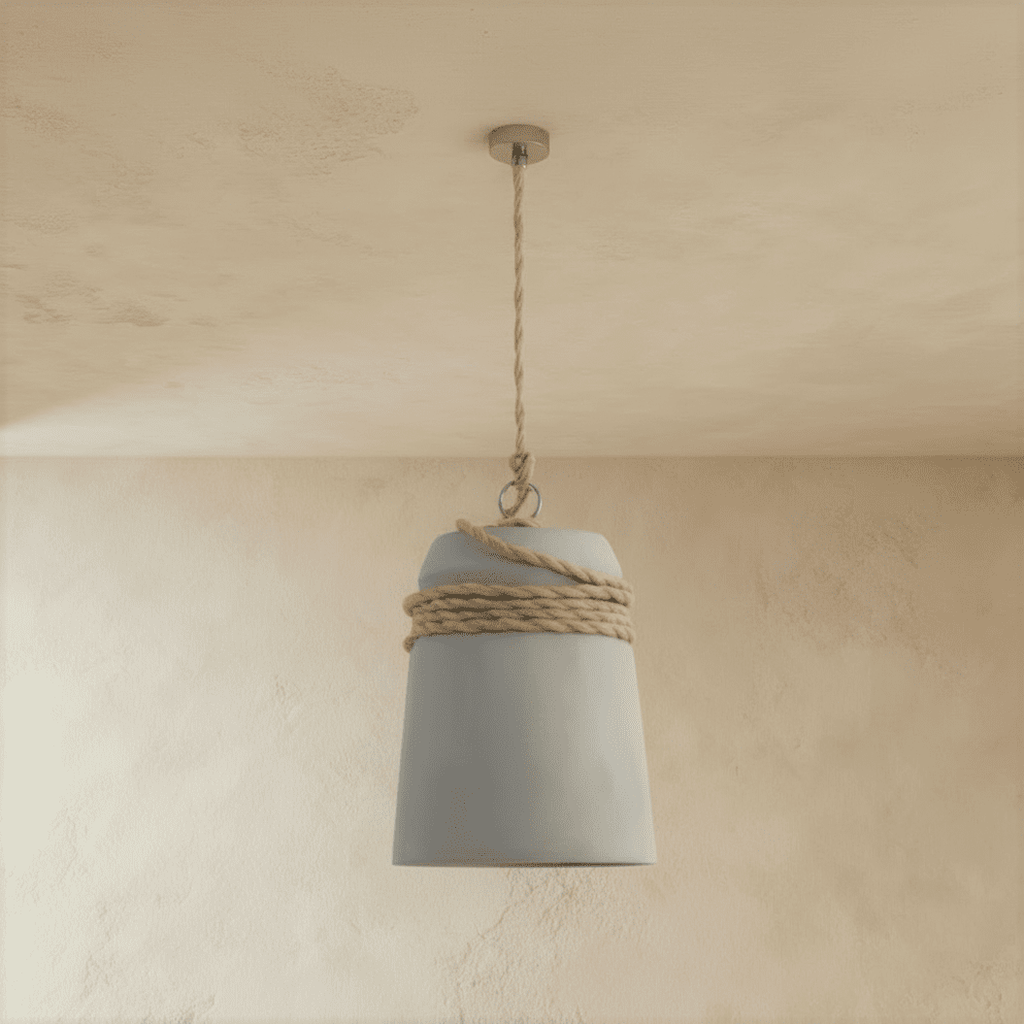 Závěsné svítidlo Cinder Bucket z obráceného cementového kýble v severském industriálním minimalistickém stylu pro jídelny