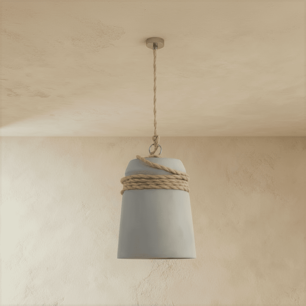 Závěsné svítidlo Cinder Bucket z obráceného cementového kýble v severském industriálním minimalistickém stylu pro jídelny