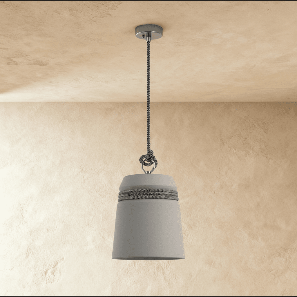 Závěsné svítidlo Cinder Bucket z obráceného cementového kýble v severském industriálním minimalistickém stylu pro jídelny