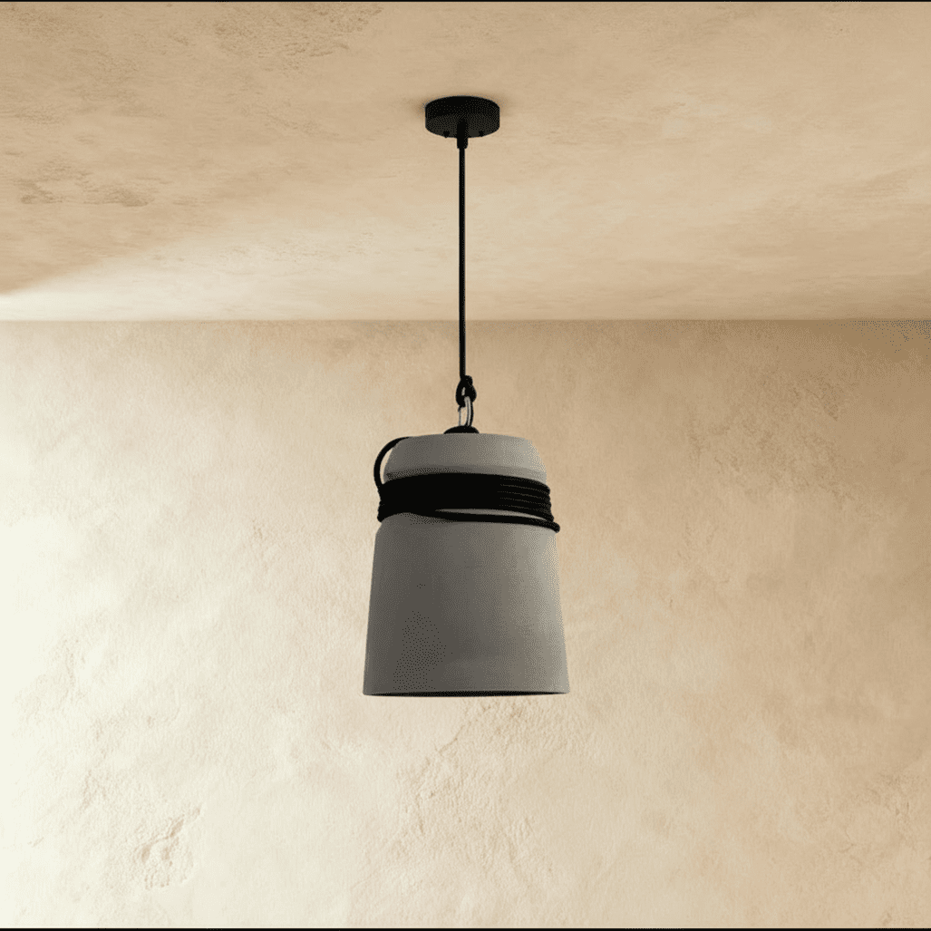 Závěsné svítidlo Cinder Bucket z obráceného cementového kýble v severském industriálním minimalistickém stylu pro jídelny
