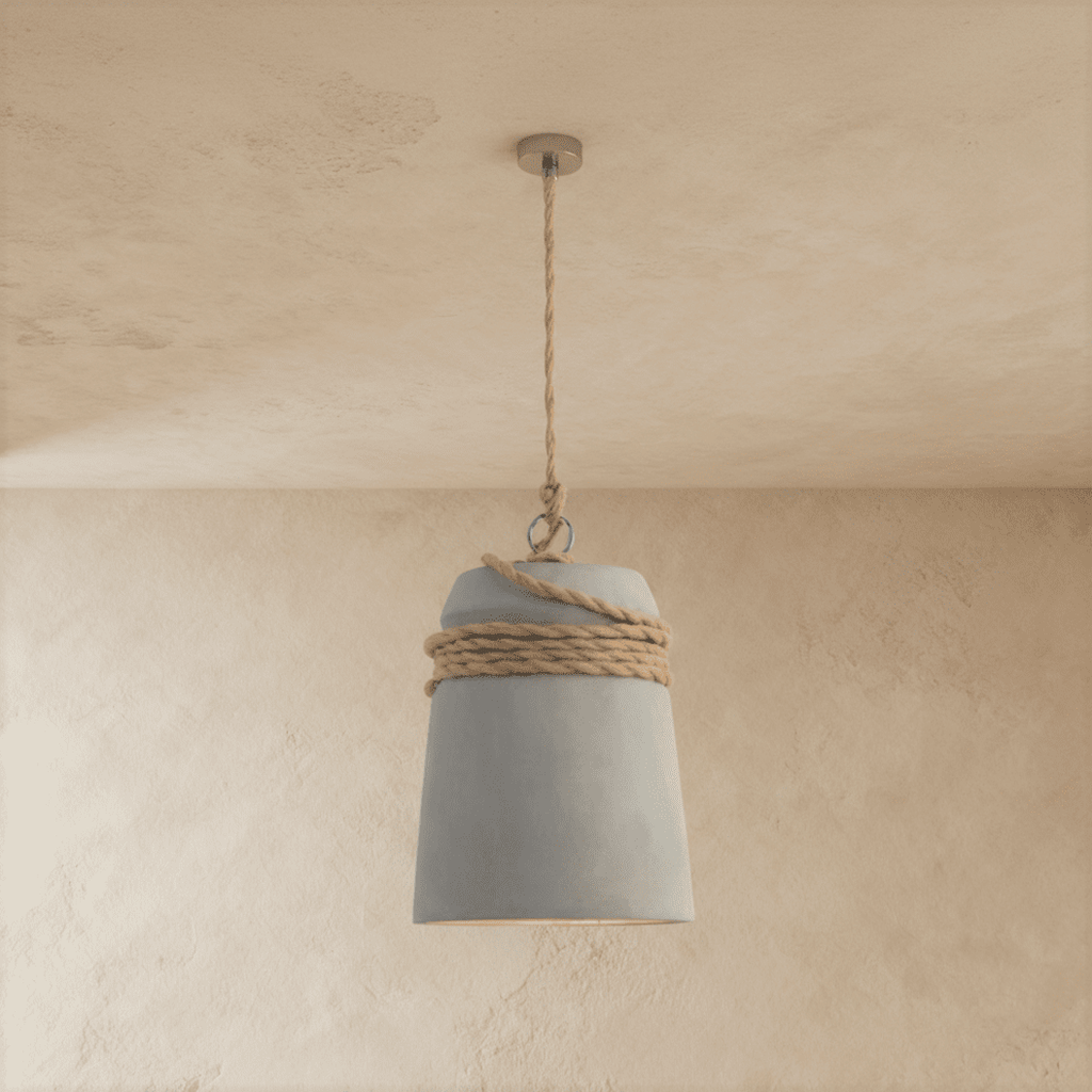 Závěsné svítidlo Cinder Bucket z obráceného cementového kýble v severském industriálním minimalistickém stylu pro jídelny