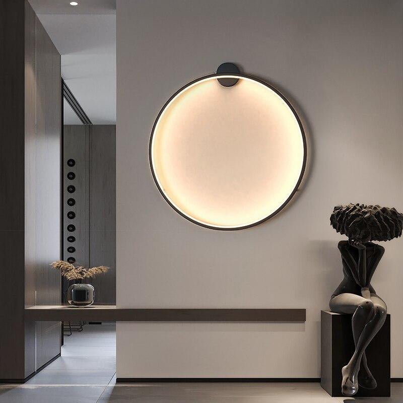 Luz de Parede Redonda LED, NovaHalo LumaNova, Design Minimalista Preto