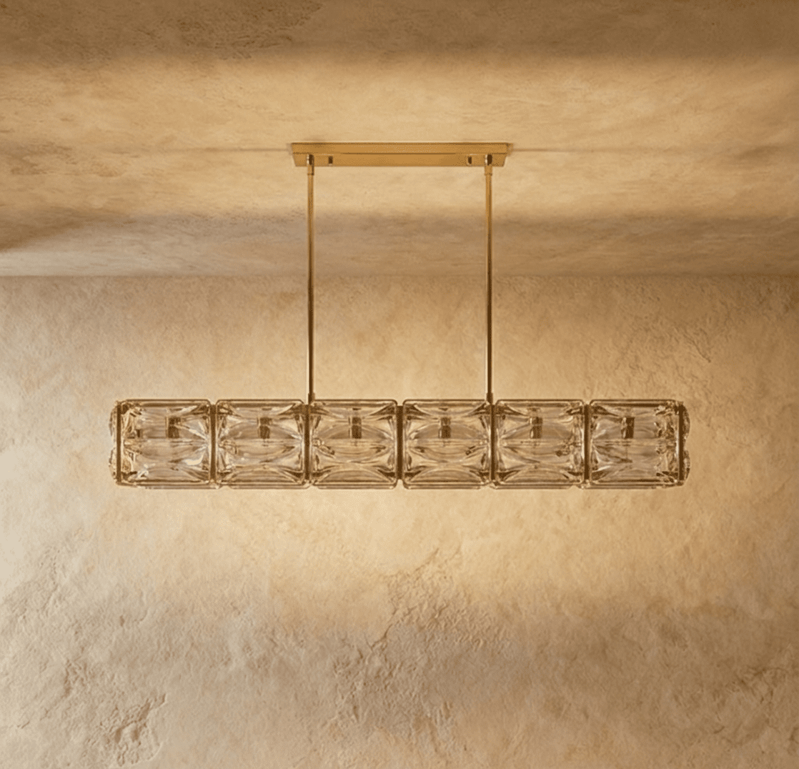 Aurelia Copper Textured Glass Linear Chandelier For Modern Living