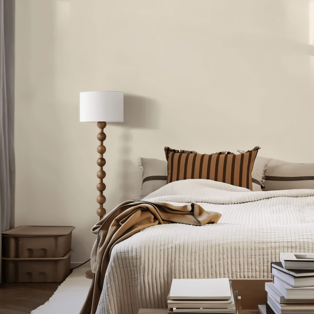 Wooden Sphere Floor Lamp With Sculptural Slim Column And Ambient Glow